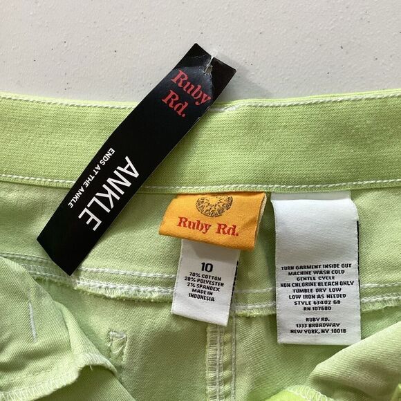 Ruby Rd. Lime Green Ankle Pants NWT Size 10 - Picture 2 of 7